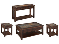 Magnussen Home Roanoke Cherry And Slate Rectangular Lift Top Cocktail Table With 2 End Table And Sofa Table