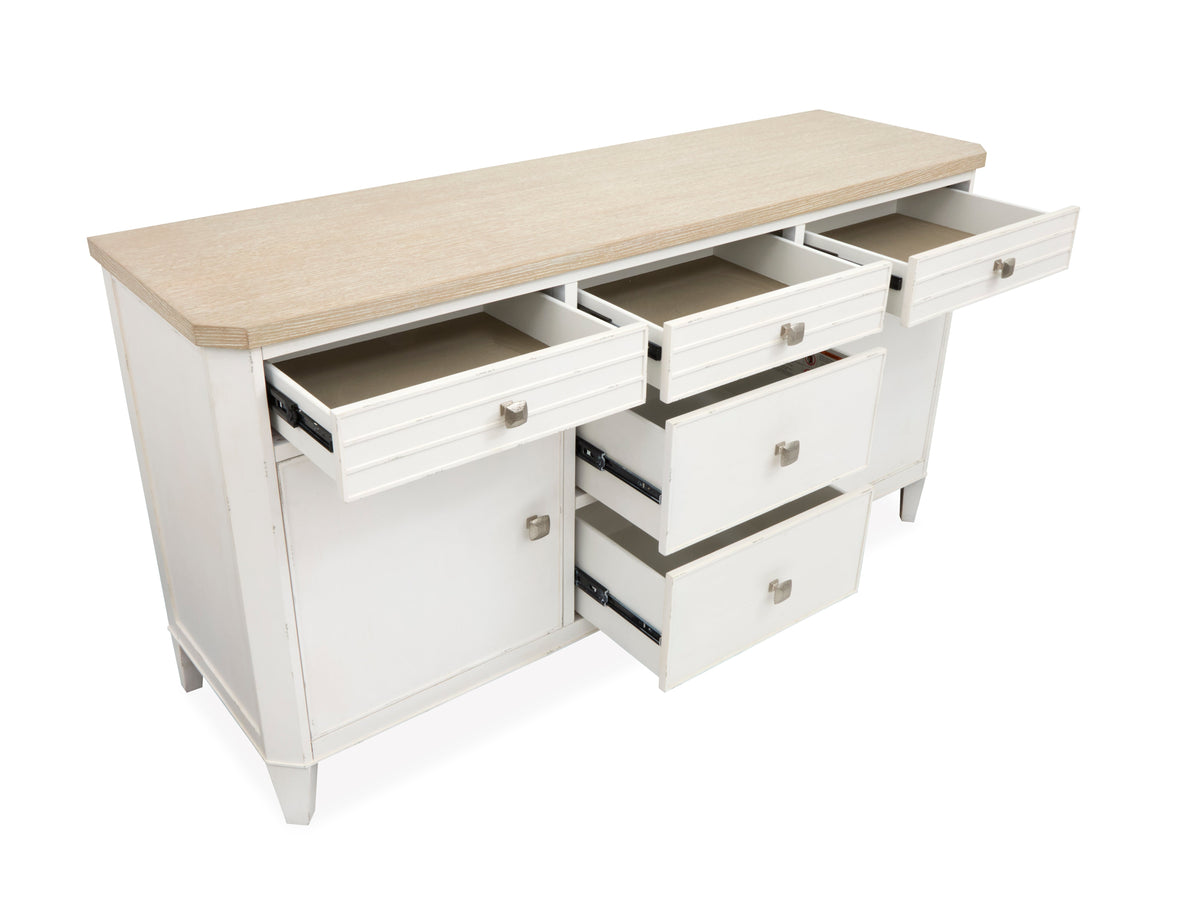 Salt Life Home Echo Isles Sea Pearl And Driftwood Extendable Rectangular Dining Table With 6 Side Chairs And Buffet