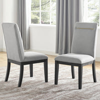 Yves Black Dining Table With 8 Grey Chairs and Server