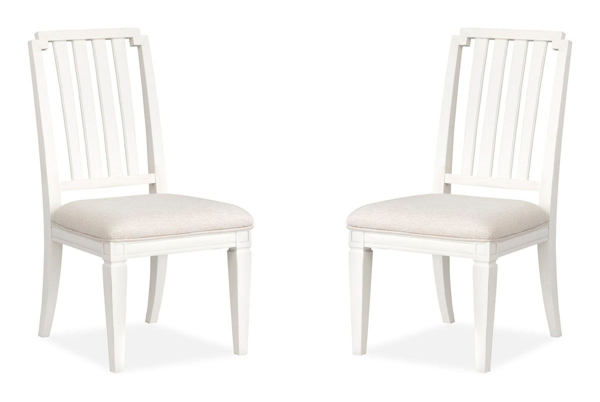 Magnussen Home Willowbrook Egg Shell White Extendable Rectangular Dining Table With 2 Upholstere Benches And 2 Side Chairs