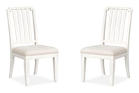 Magnussen Home Willowbrook Egg Shell White Extendable Rectangular Dining Table With 4 Side Chairs 2 Upholstered Side Chairs And Buffet
