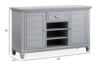 Magnussen Home Charleston Harbor Gray Grey Extendable Rectangular Dining Table With 4 Side Chairs Bench And Server
