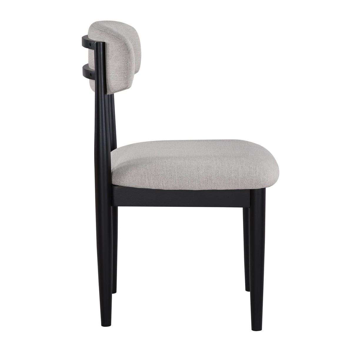 Magnolia 52-inch Round Dining Table & 4 Upholstered Side Chairs, Black Finish