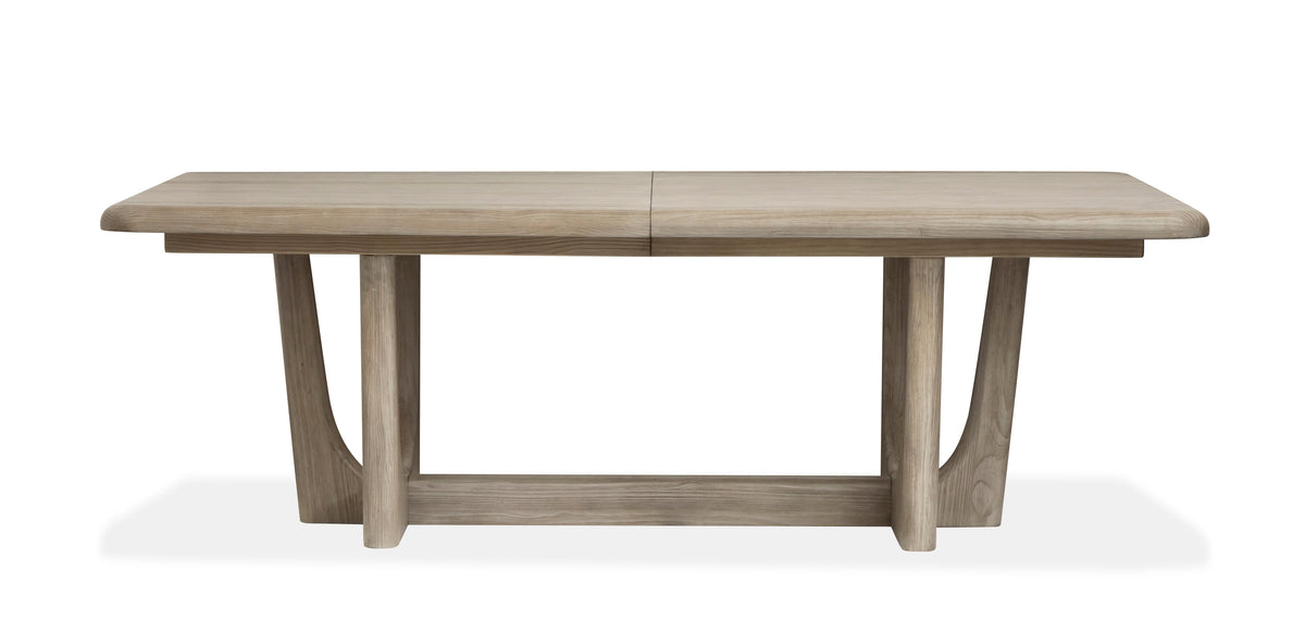 Magnussen Home Braelyn Dorian Grey Extendable Trestle Dining Table With 2 Benches And Buffet