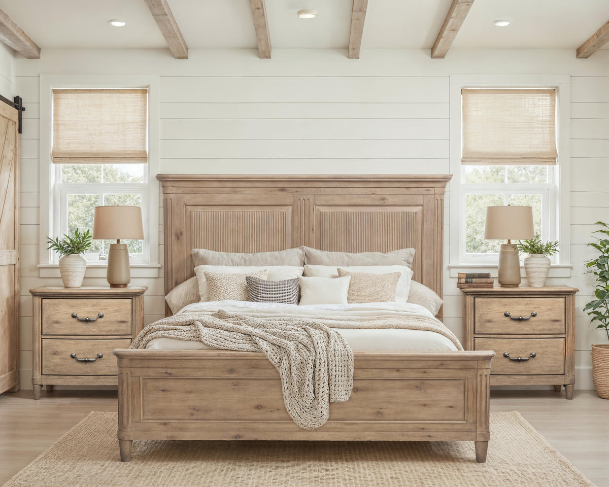 Magnussen Home Harmony Heights Belgium Wheat Queen Panel Bed With Nightstand