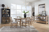 Magnussen Home Lindon Belgian Wheat Extendable Rectangular Dining Table With 2 Grey Side Chairs And 2 Arm Chairs