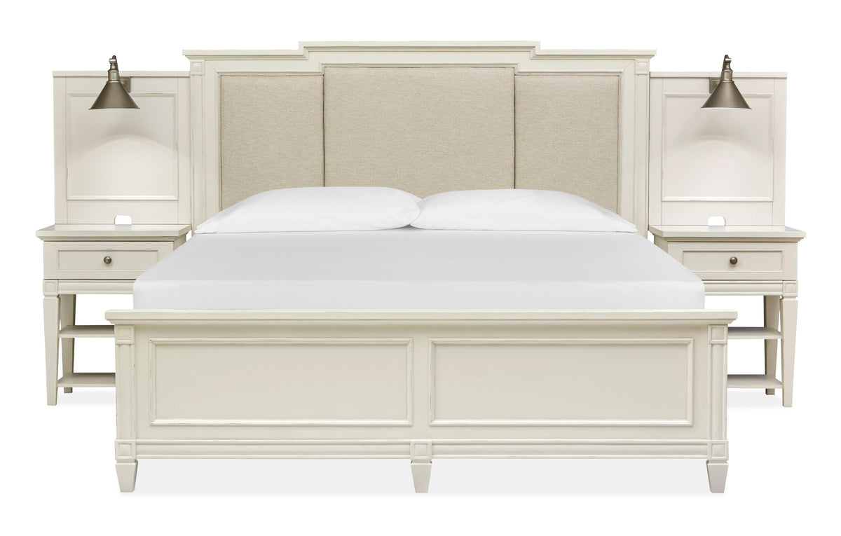 Magnussen Home Willowbrook Egg Shell White California King Upholstered Wall Panel Bed