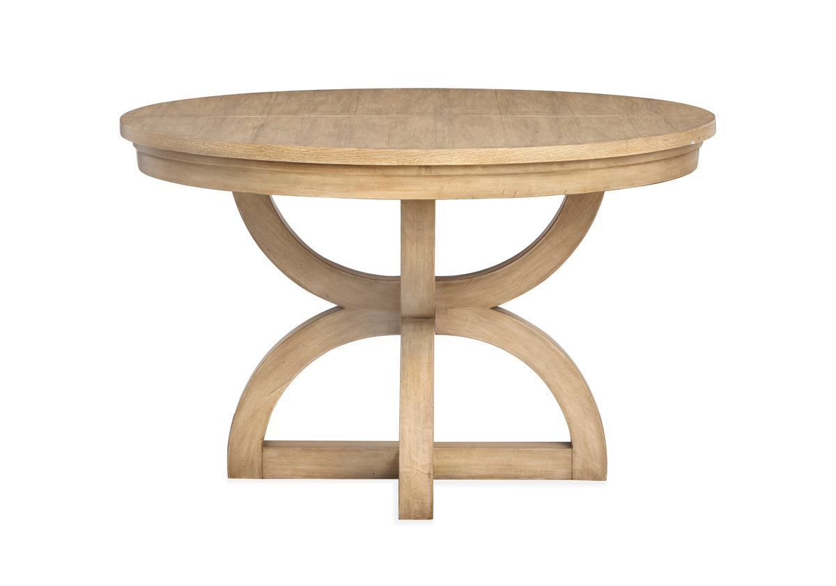 Magnussen Home Coventry Honey Maple Extendable 48" Round Dining Table With 4 Upholstered Side Chairs