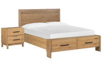 Magnussen Home Davenport Rustic Caramel King Panel Storage Bed With Nightstand
