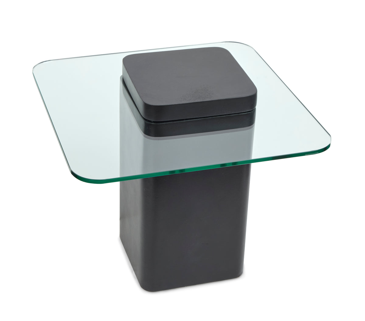 Magnussen Home Donora Clear Glass And Obsidian Square End Table