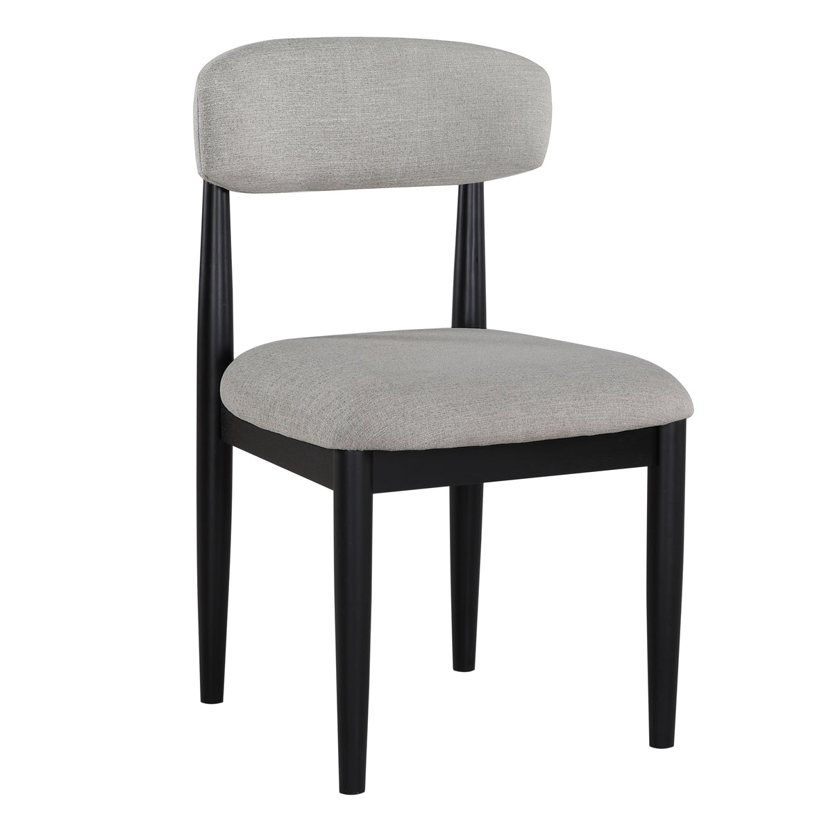 Magnolia 52-inch Round Dining Table & 4 Upholstered Side Chairs, Black Finish