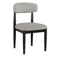 Magnolia 52-inch Round Dining Table & 4 Upholstered Side Chairs, Black Finish