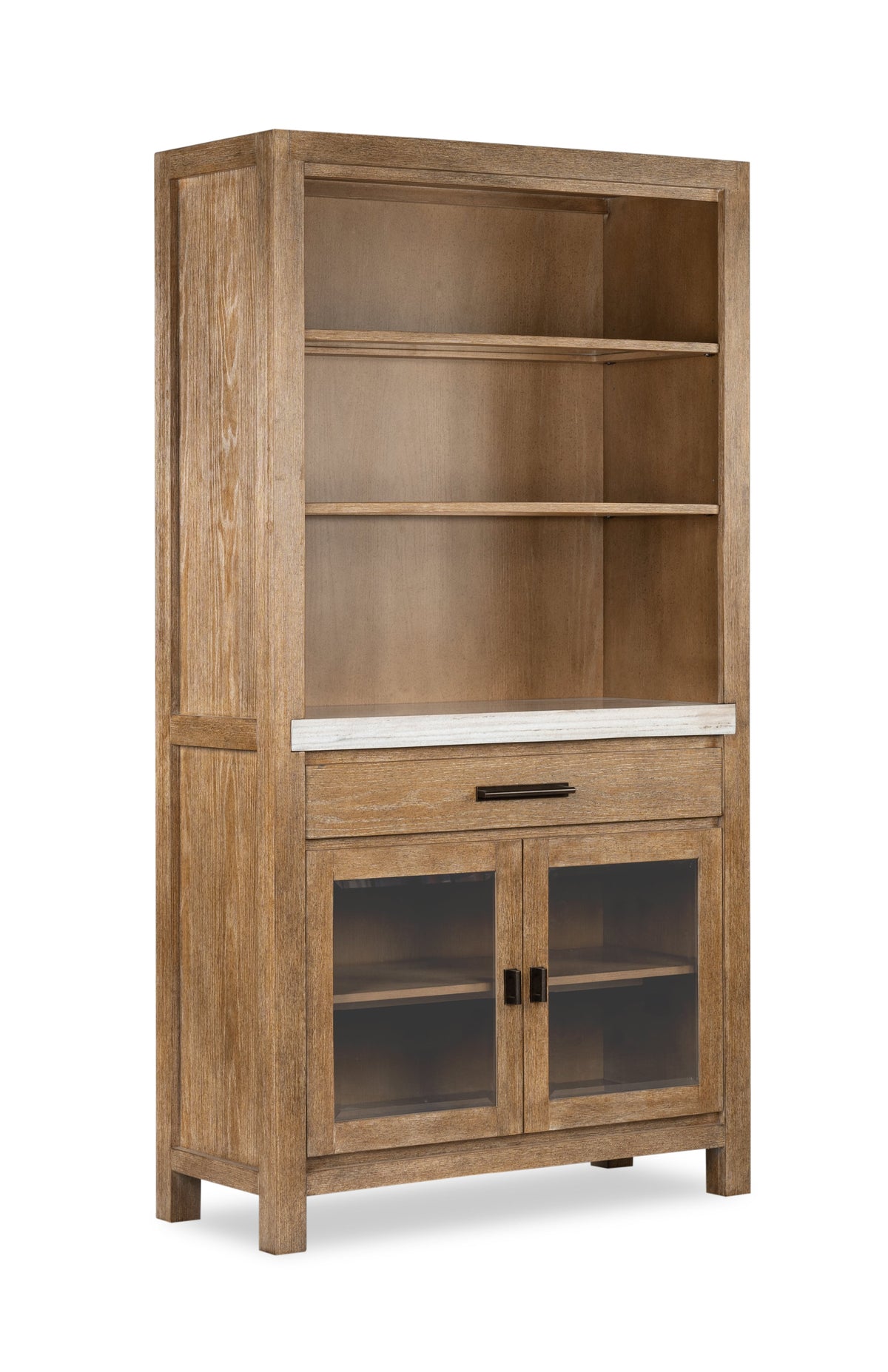 Magnussen Home Plum Creek Sierra Brown Rectangular Dining Table With 2 Benches Server And Display Cabinet