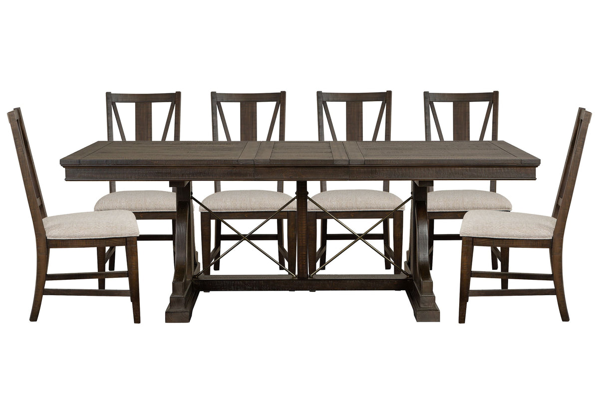 Magnussen Home Westley Falls Graphite Extendable Trestle Dining Table With 6 Side Chairs