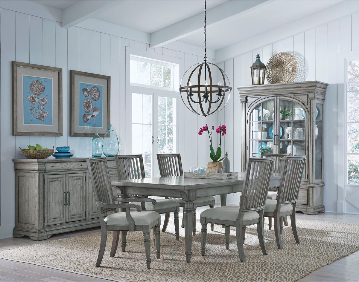 Pulaski Madison Ridge Bluff Grey Farmhouse Leg Dining Table With 8 Side Chairs