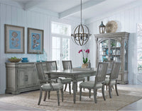 Pulaski Madison Ridge Bluff Grey Farmhouse Leg Dining Table With 4 Side Chairs And Server