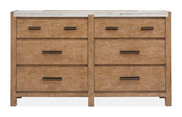 Magnussen Home Plum Creek Sierra Brown Queen Panel Bed 2 Nightstands And Drawer Dresser With Landscape Mirror