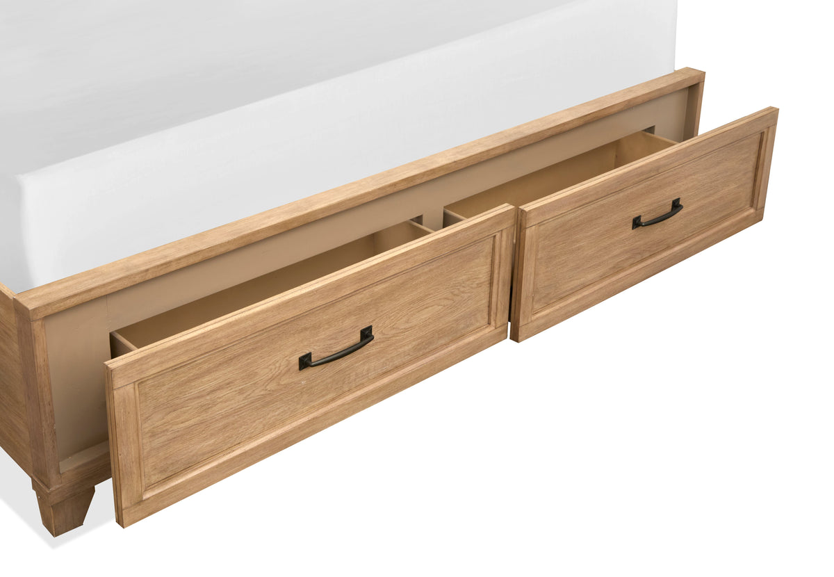 Magnussen Home Coventry Honey Wheat Queen Panel Storage Bed With 2 Nightstands